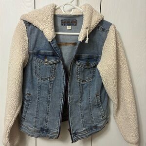 Maurices Light Blue Denim & Cream Sherpa Jacket